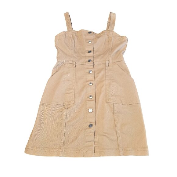 Divided Denim‎ Khaki Overall Button Dress  Size: S Excellent Used Condition - Picture 1 of 7